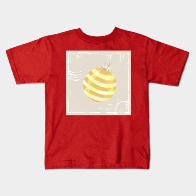 Vintage Yellow Christmas Ball Pattern Kids T-Shirt by ArchiTania